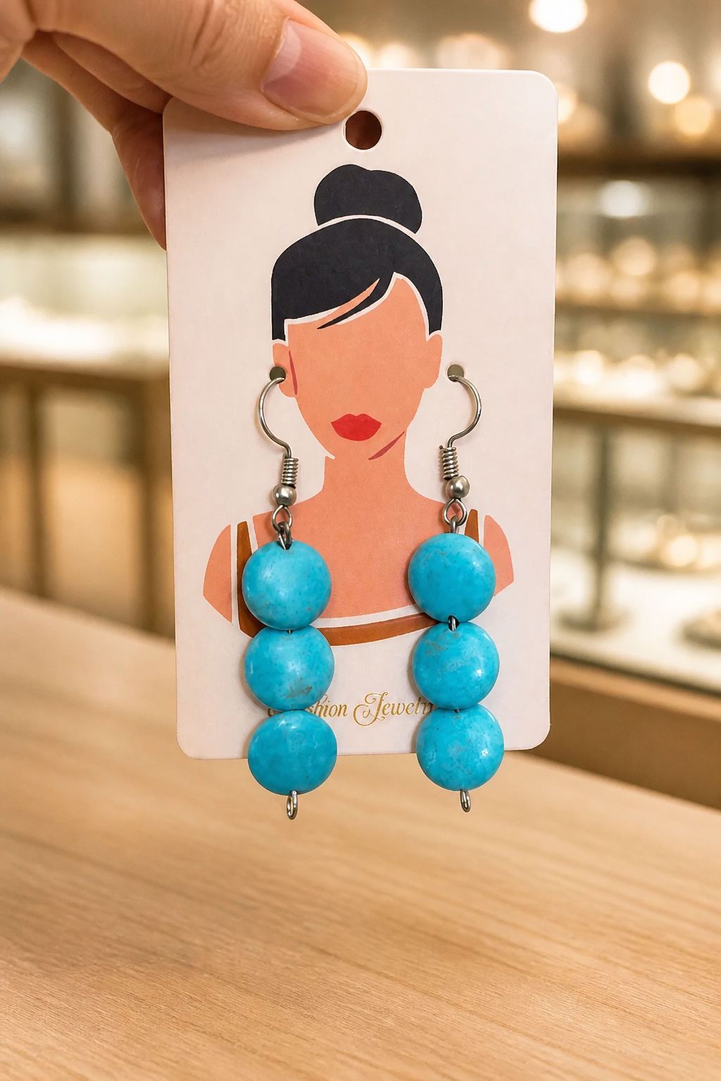 Turquoise Stacked Bead Earrings