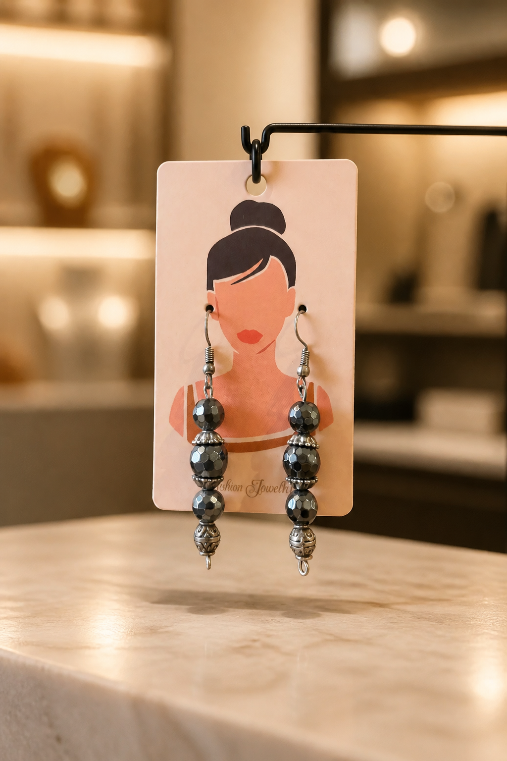 Handcrafted Hematite Bead Earrings