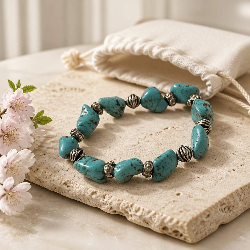 Handmade Natural Turquoise Tumbled Beads Bracelet