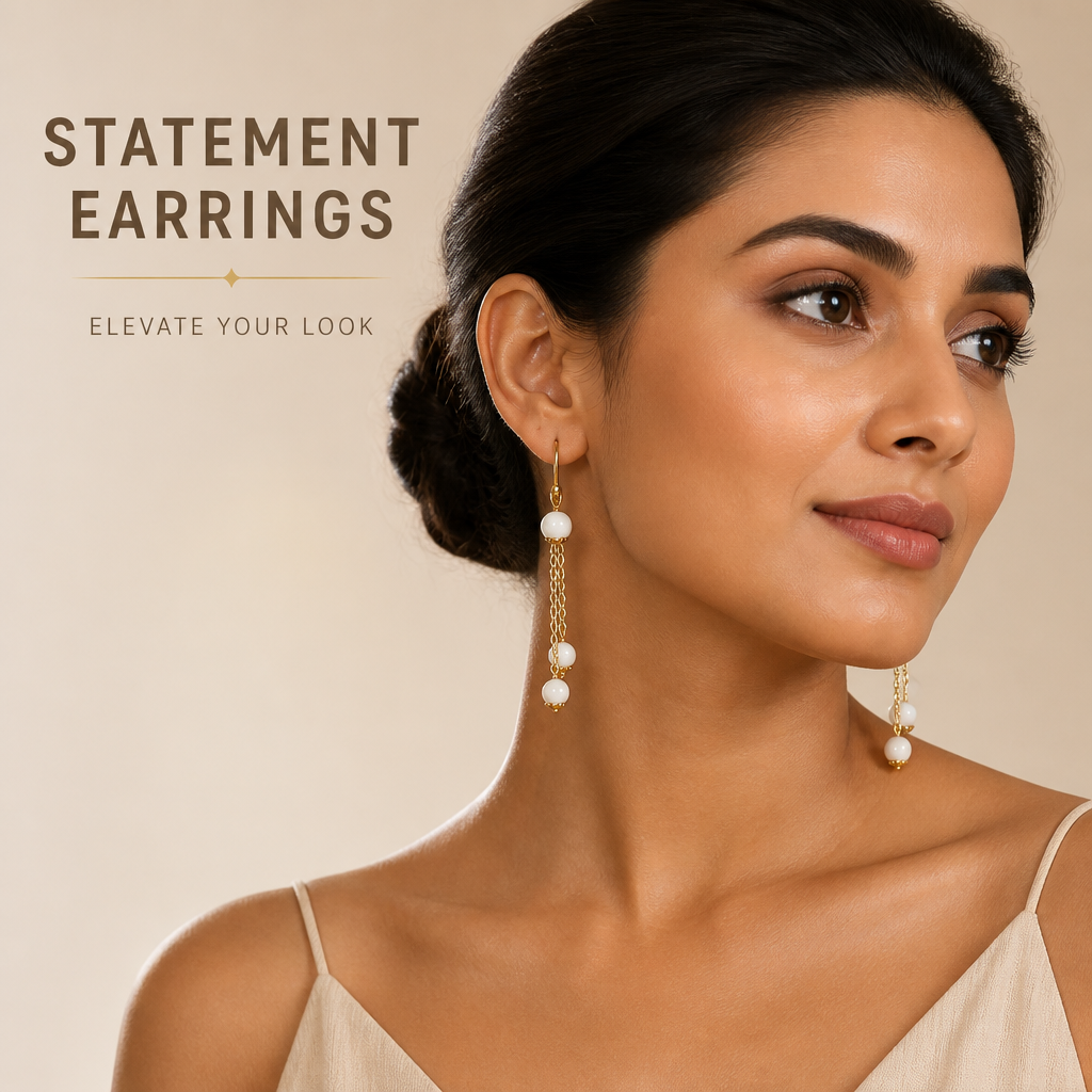 Howlite Bead Chain Drop Earrings