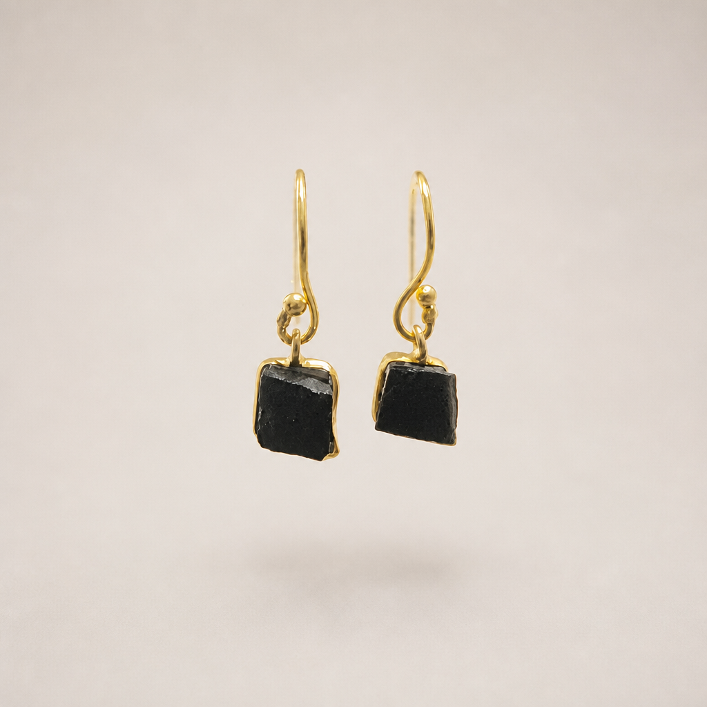 Raw Black Onyx Drop Earrings