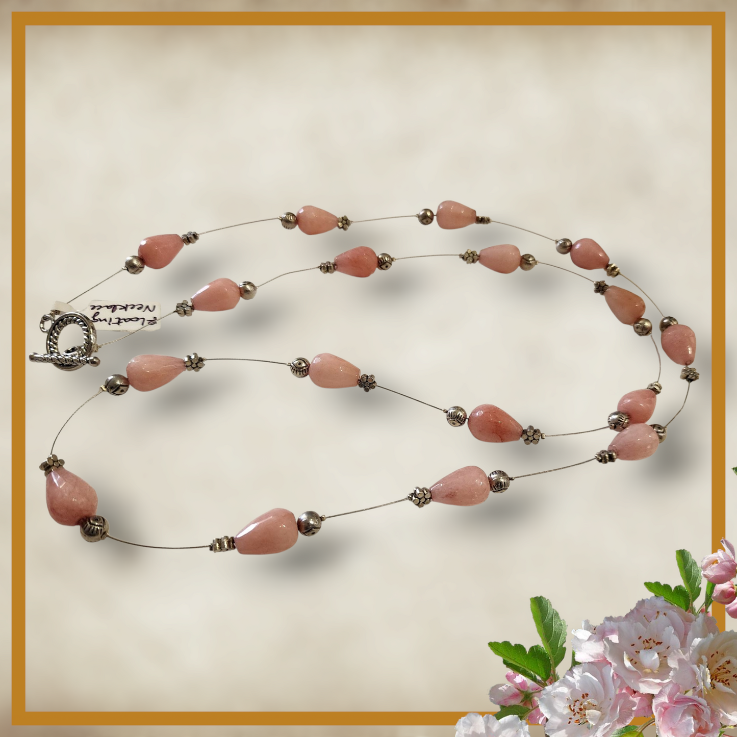 Natural Tear Drop Agate Floating Necklace