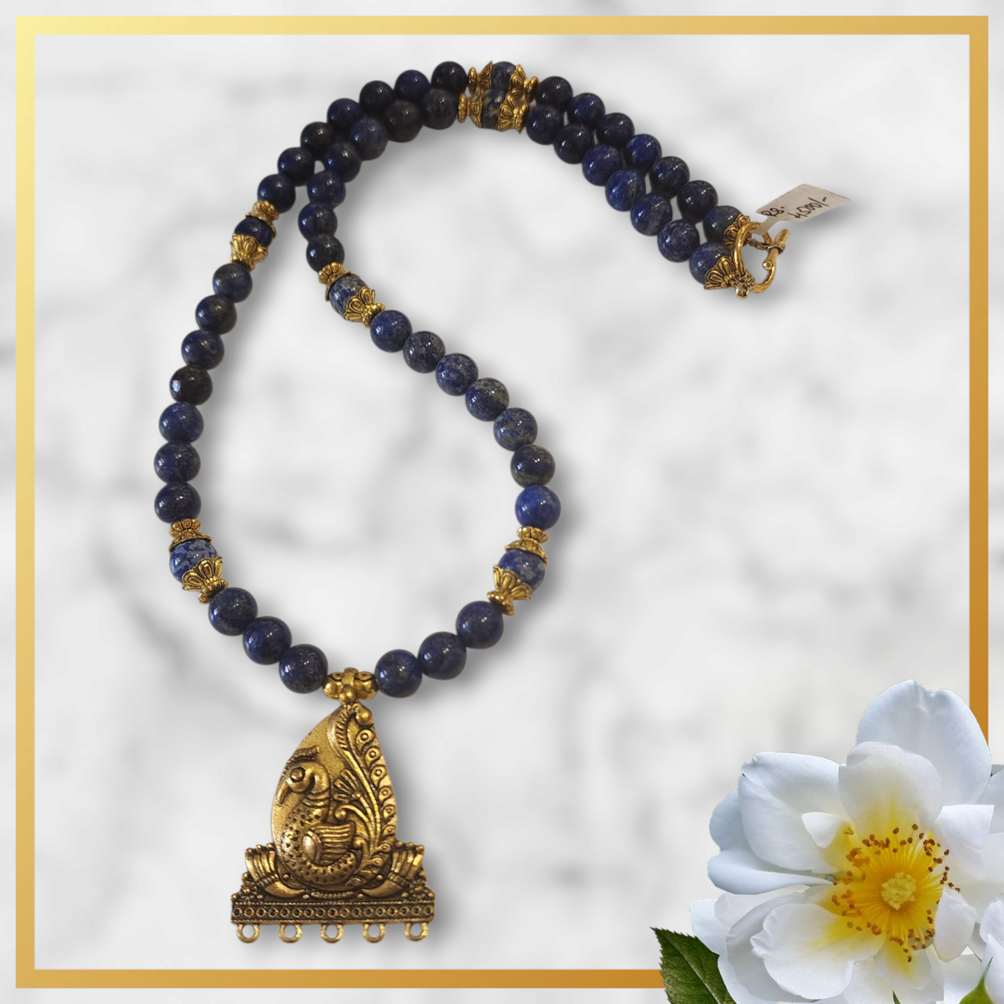 Sapphire Hues: Handcrafted Lapis Lazuli Gemstone Necklace