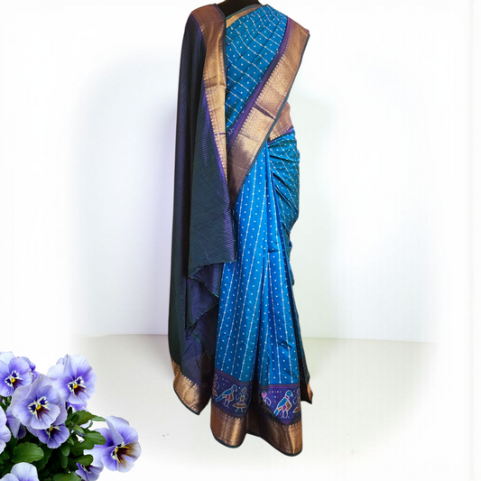 Elegant Semi Soft Silk Saree with Traditional Patola Border