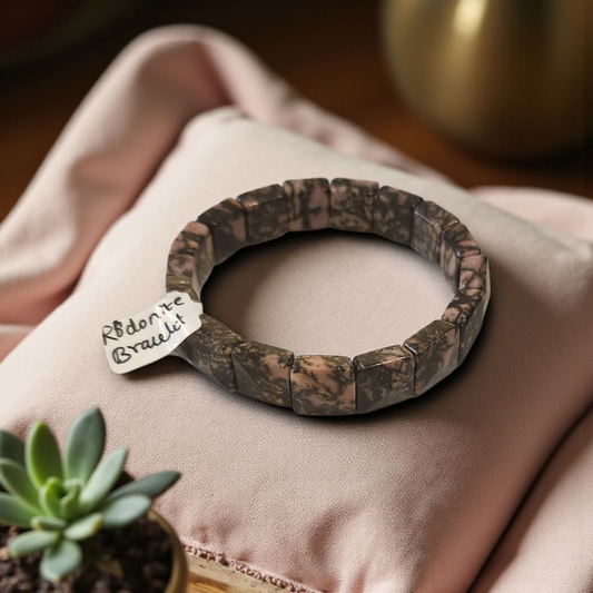 Handcrafted Rhodonite Gemstone Bracelet