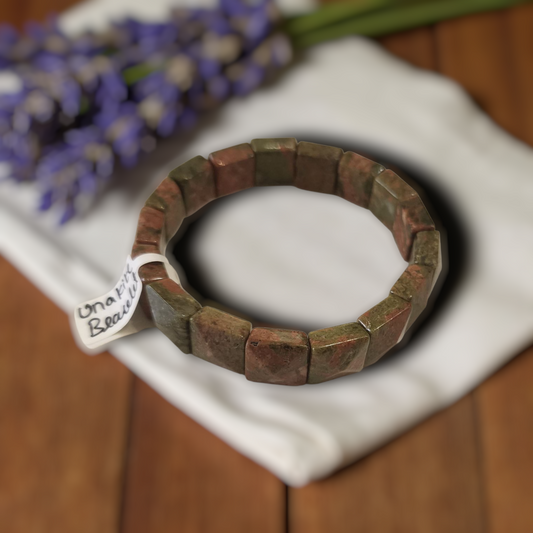 Natural Unakite Gemstone Stretch Bracelet
