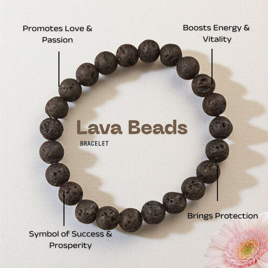 Lava Gemstone Stretch Bracelet for Emotional Balance
