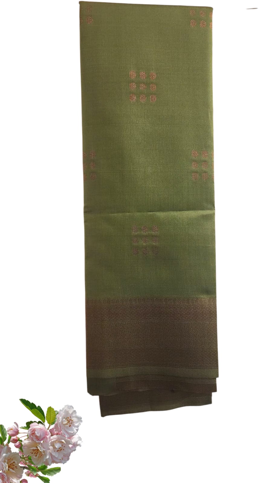 Nature’s Hue – Classic Soft Silk Saree in Leafy Green and Rust Gold