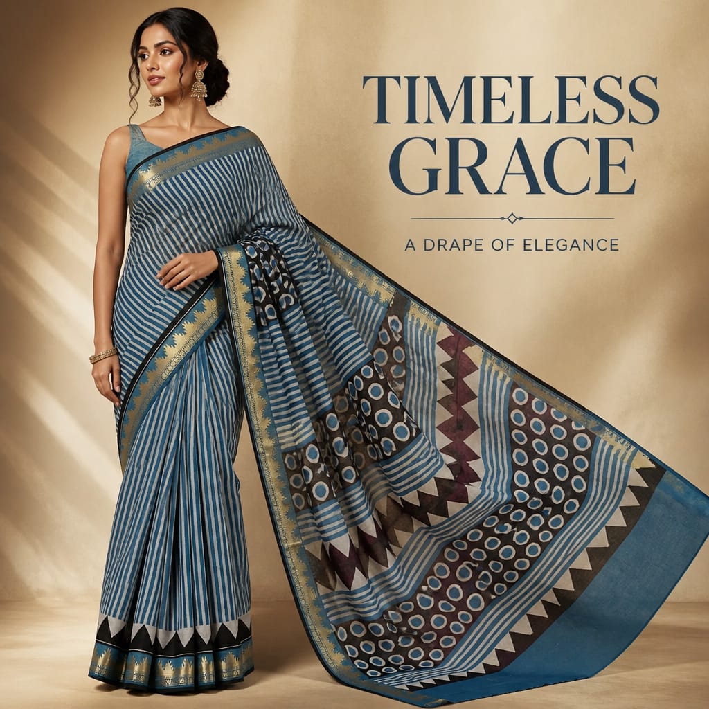 Semi Silk with Printed Cotton Saree