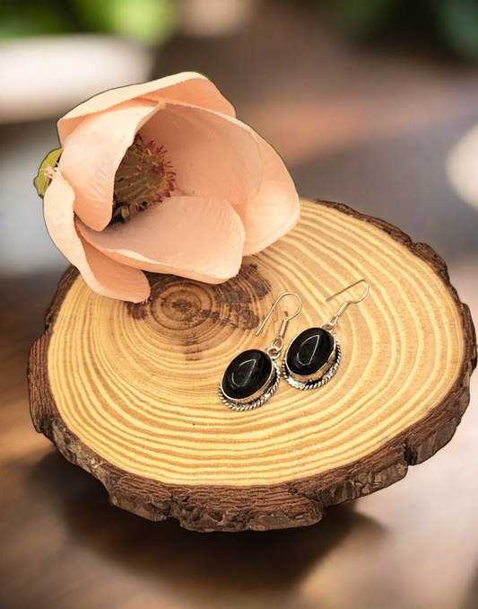 Timeless Beauty: Natural Black Onyx Gemstone Earrings