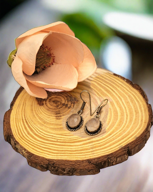 Blushing Bloom: Rose Quartz Gemstone Earrings