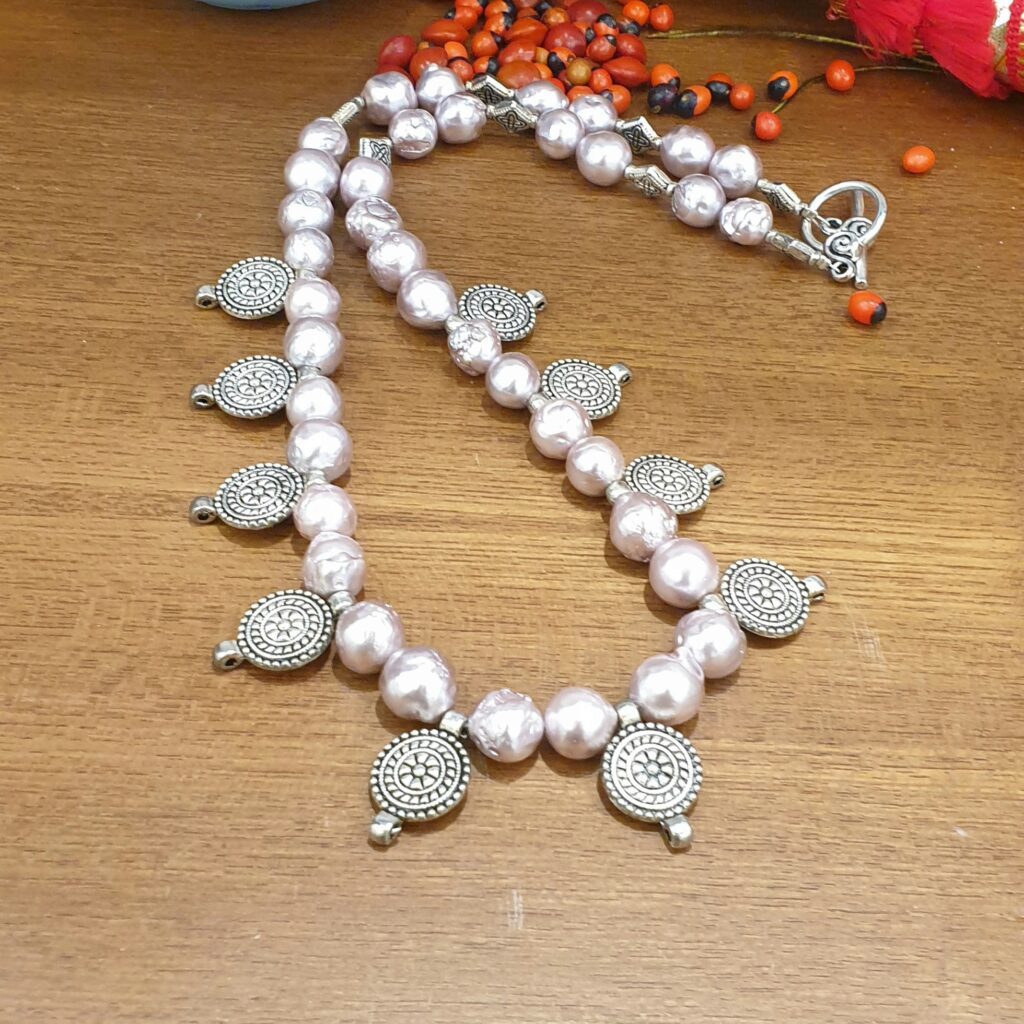 Natural Baroque Pearl Necklace with Bail Charms