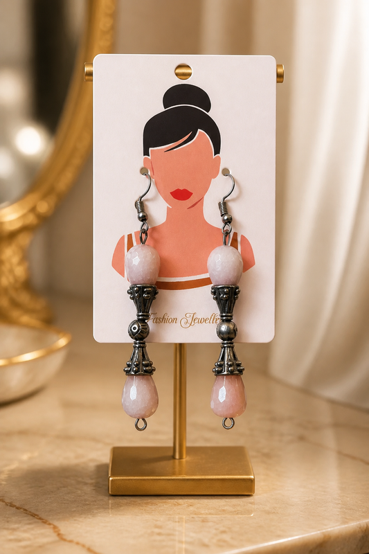 Blush Agate Antique Drop Earrings