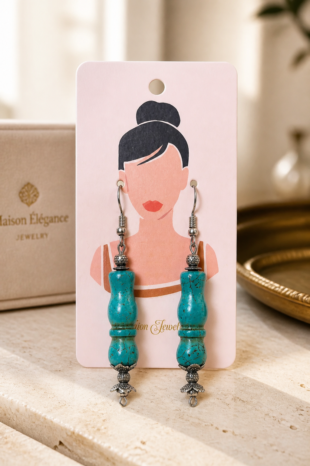 Vintage-Style Firoza Drop Earrings