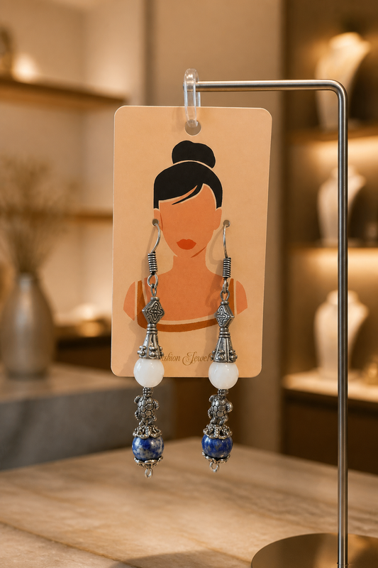 Lapis Lazuli & Agate Gemstone Earrings