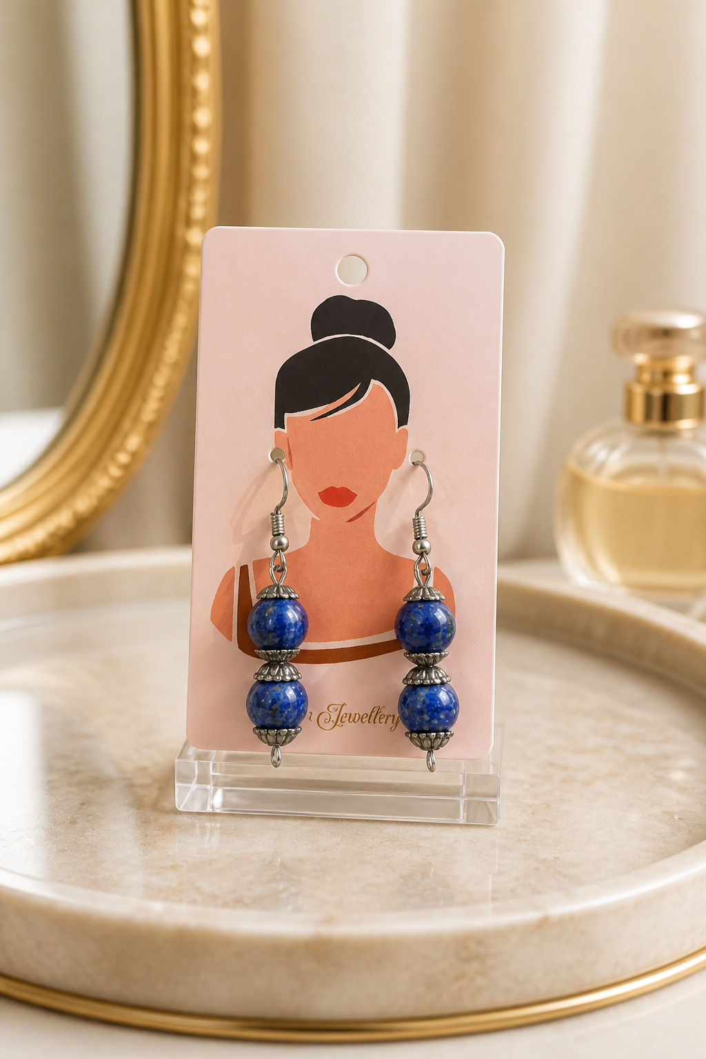 Lapis Lazuli Round Bead Earrings