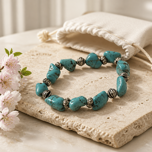 Handmade Natural Turquoise Tumbled Beads Bracelet