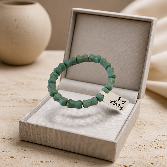 Tibetan Firoza Tumbled Beads Stretch Bracelet