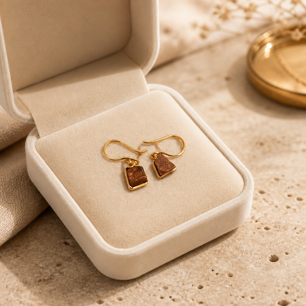 Sandstone Raw Gemstone Drop Earrings