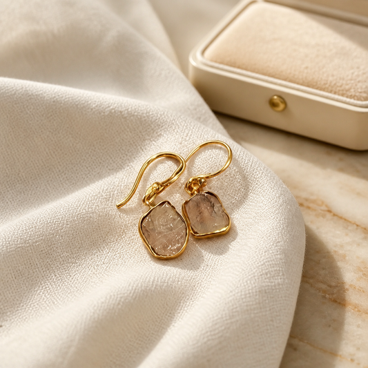Raw Crystal Quartz Drop Earrings