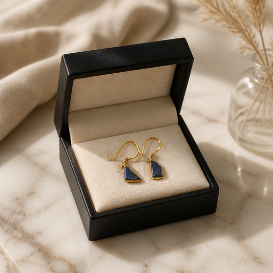 Ethnic Lapis Lazuli Geometric Drop Earrings
