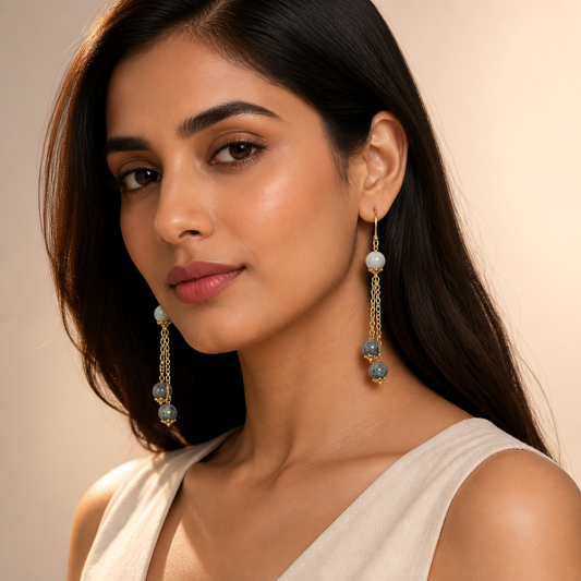 Grey Stone Cascade Earrings