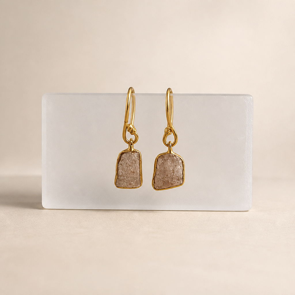 Handcrafted Strawberry Quartz Raw Stone Earrings