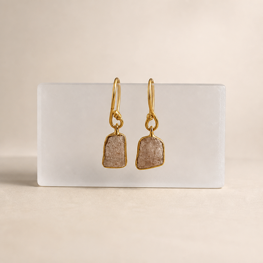 Handcrafted Strawberry Quartz Raw Stone Earrings