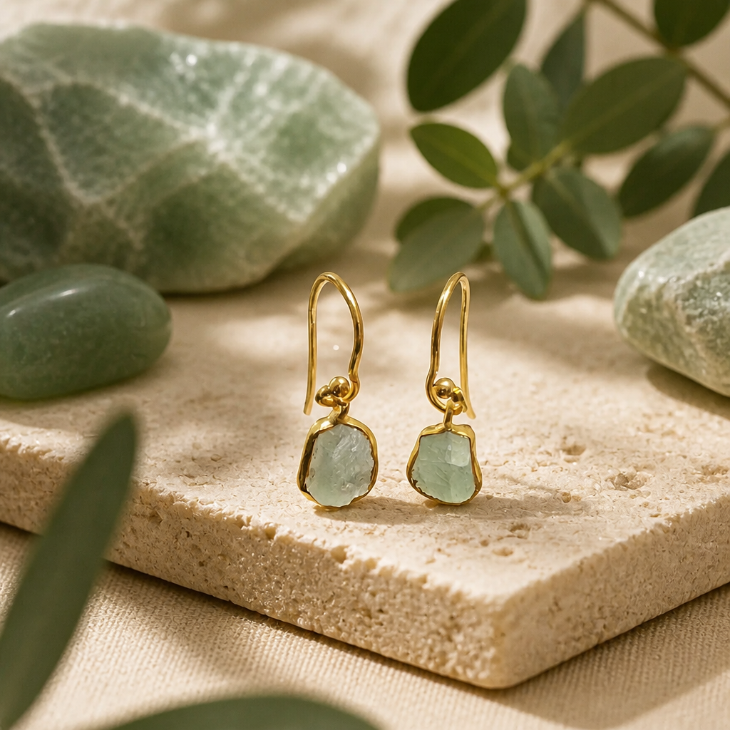 Raw Green Aventurine Earrings