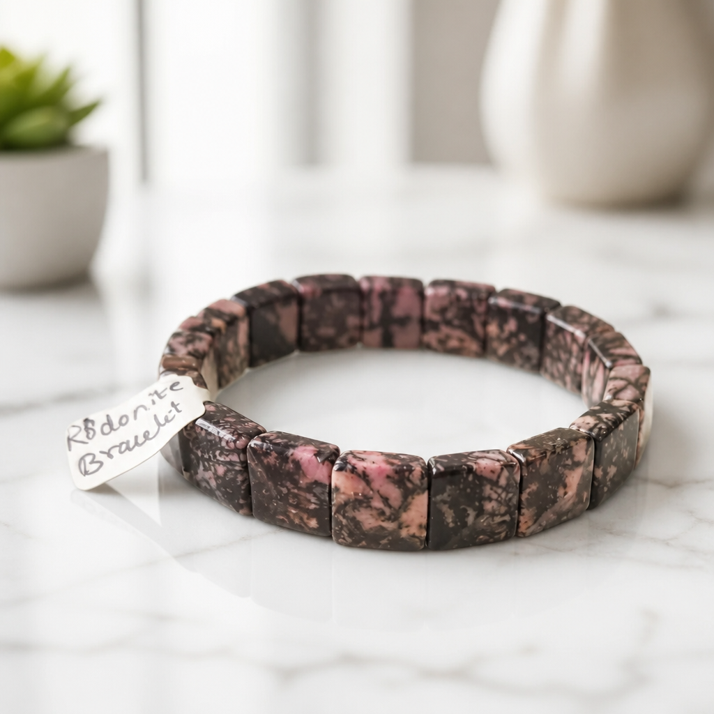 Handcrafted Rhodonite Gemstone Bracelet