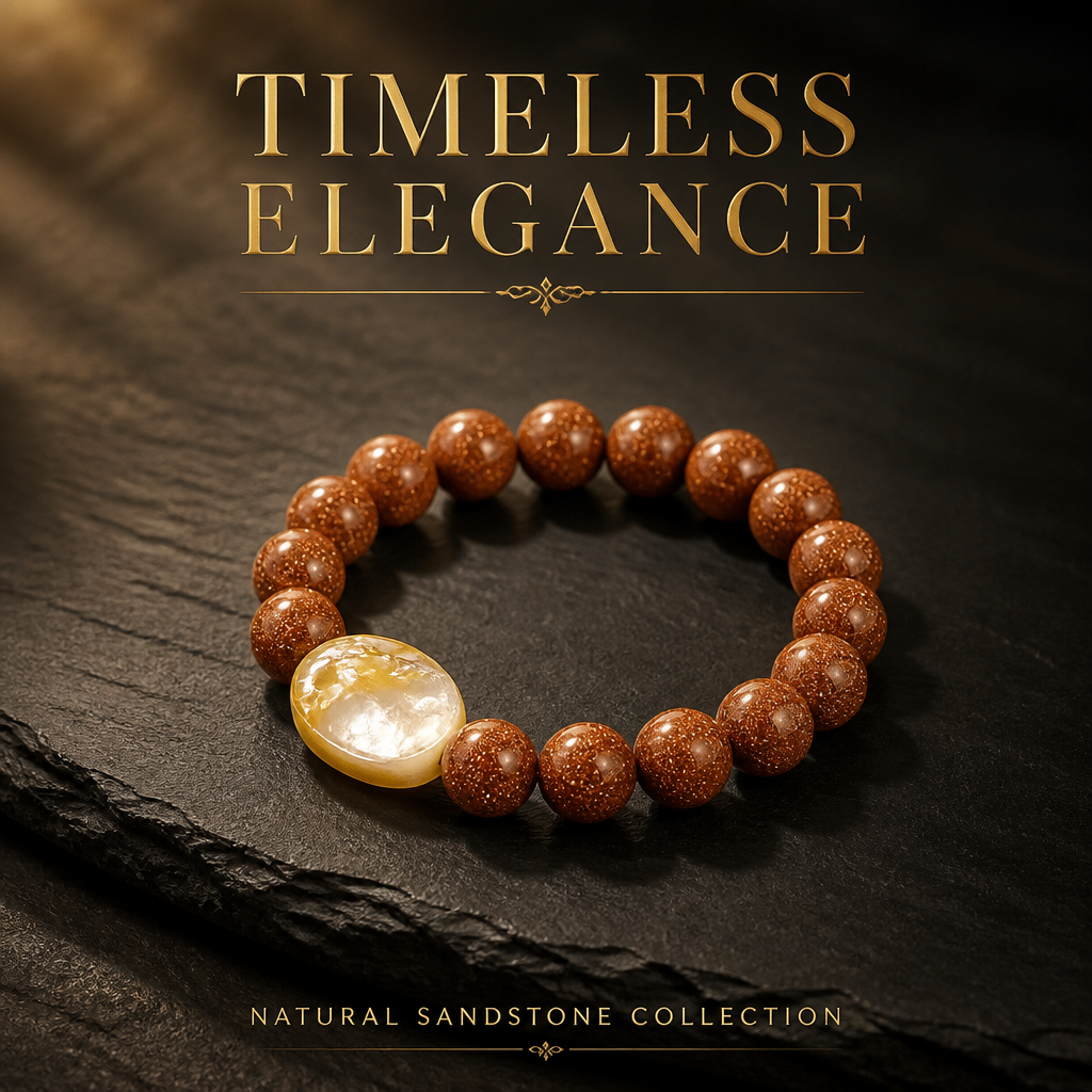 Earthy Luxe Sandstone Bead Bracelet