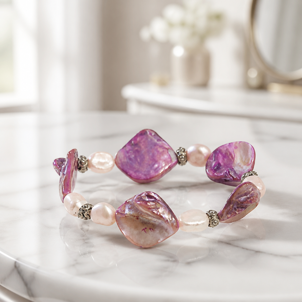 Lavender Blush Boho Stretch Bracelet