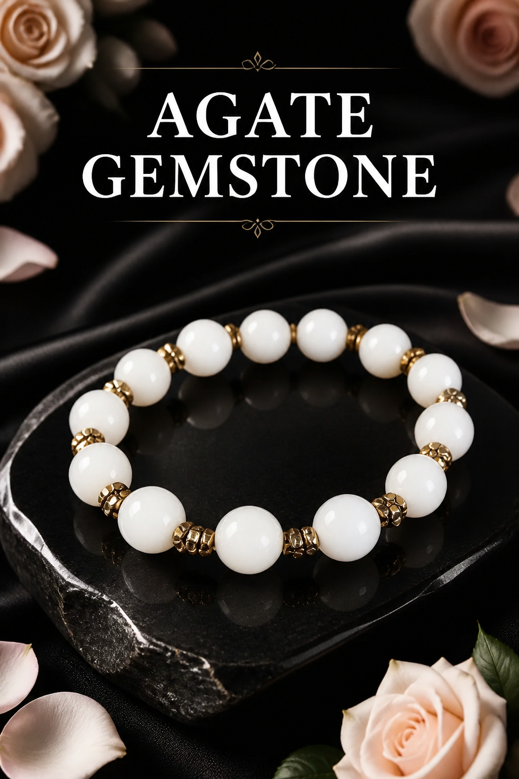 Elegant White Agate Gemstone Bracelet