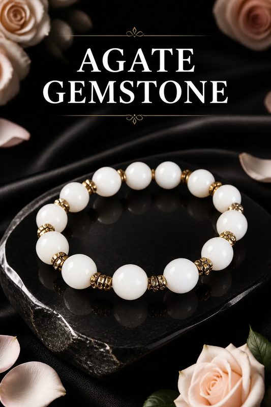 Elegant White Agate Gemstone Bracelet