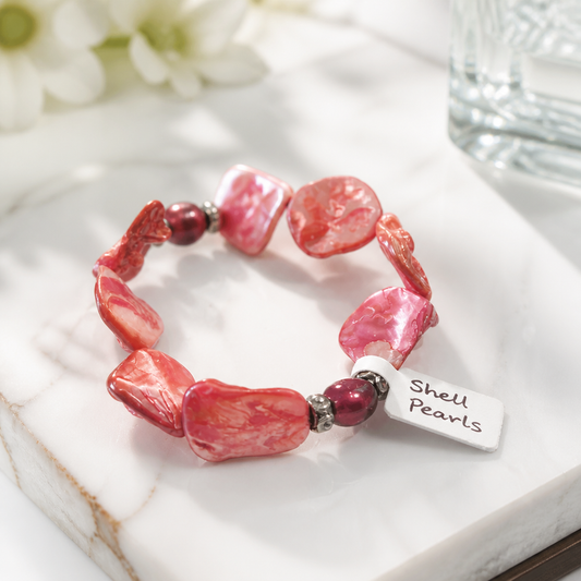 Graceful Shell Pearl Stretch Bracelet