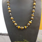 Natural Tiger Eye Gemstone Necklace with Bead Caps