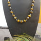 Natural Tiger Eye Gemstone Necklace with Bead Caps