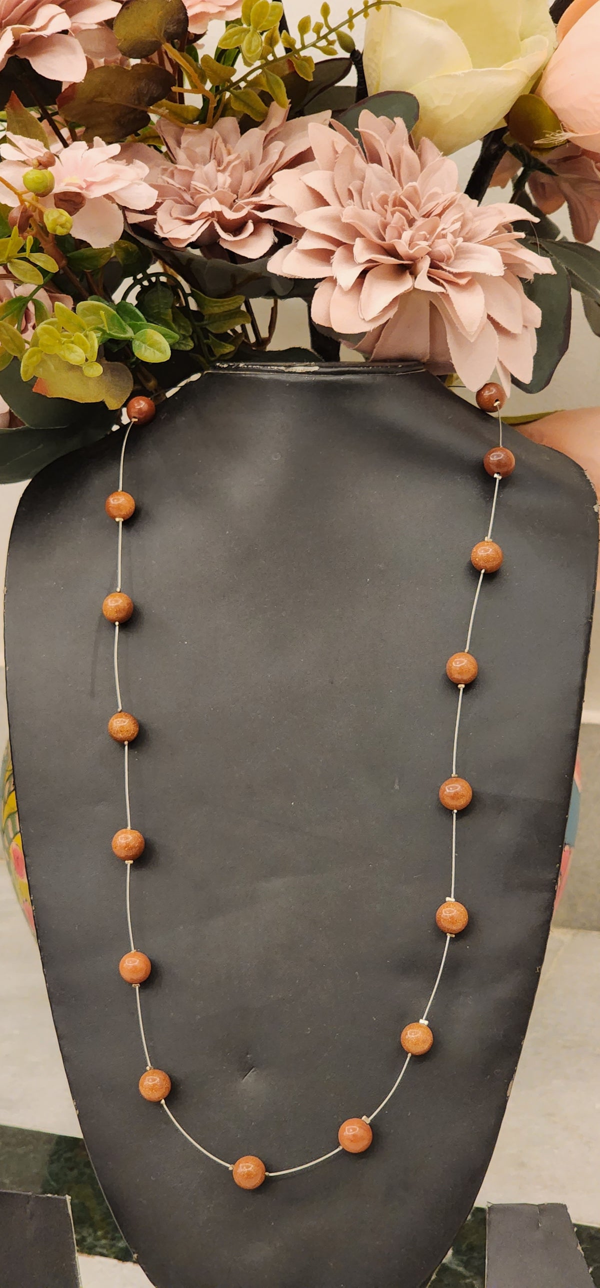Natural Sandstone Gemstone Floating Necklace