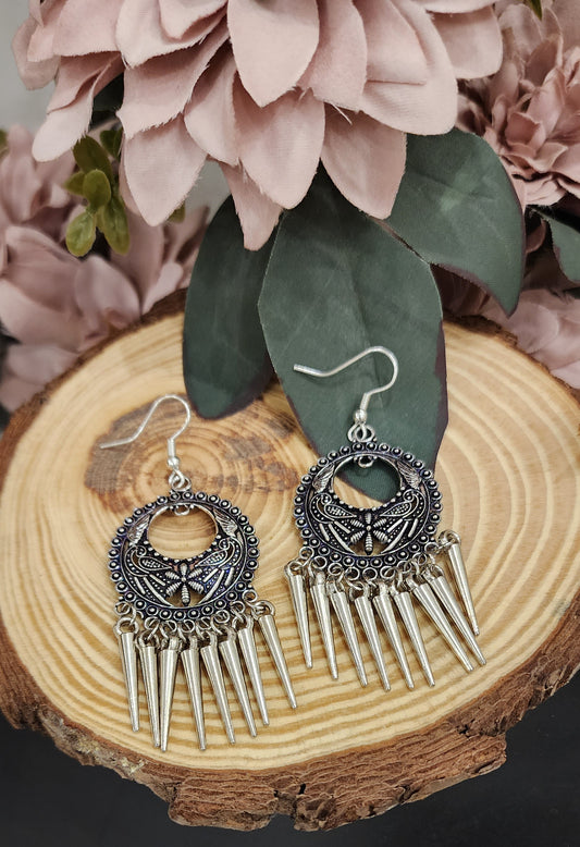 German Silver Earrings with Cone Shaped Charms