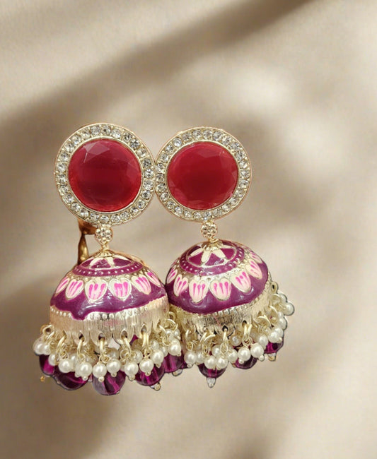 Graceful Heritage: Adorn Your Ears with Stunning Meenakari Jhumkis