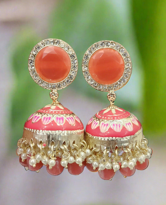 Exquisite Enameling: Elevate Your Style with Grand Meenakari Jhumkis