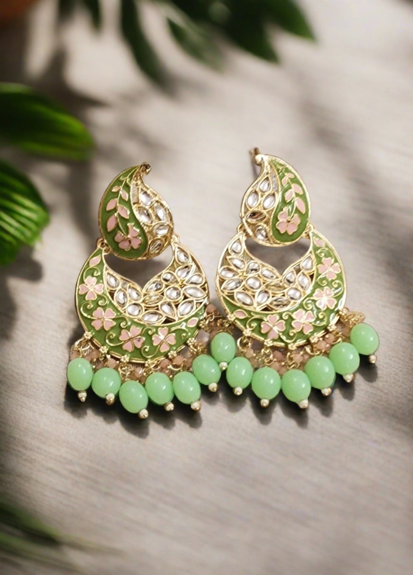 Chandbali Earrings in Kundan & Meenakari: Graceful Heritage