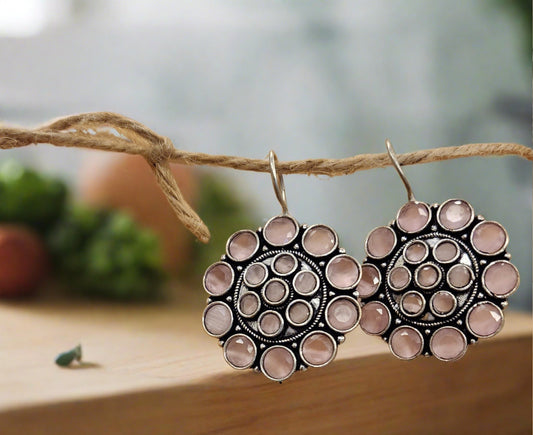 Radiant Blossom: Rose Quartz Gemstone Earrings