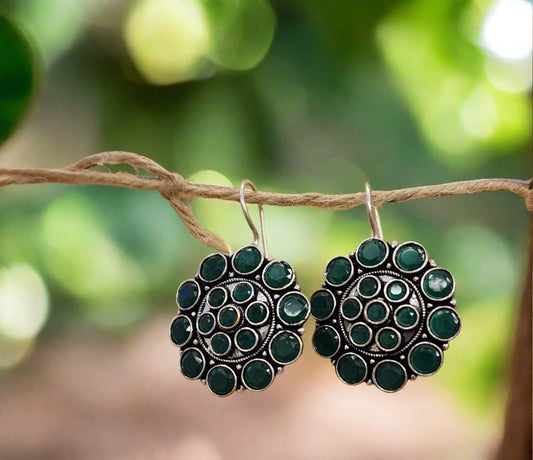Emerald Enchantment: Green Gemstone Drop Earrings