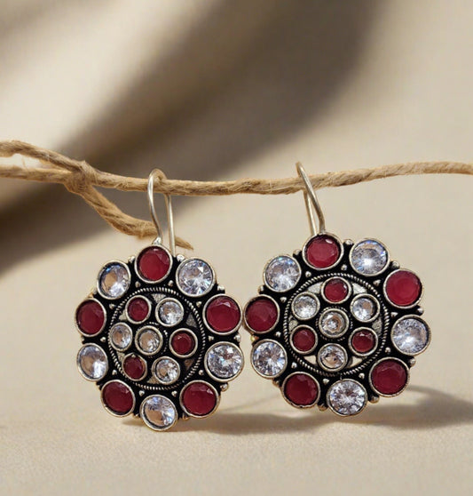 Glimmering Ruby Crystals: Natural Gemstone Earrings