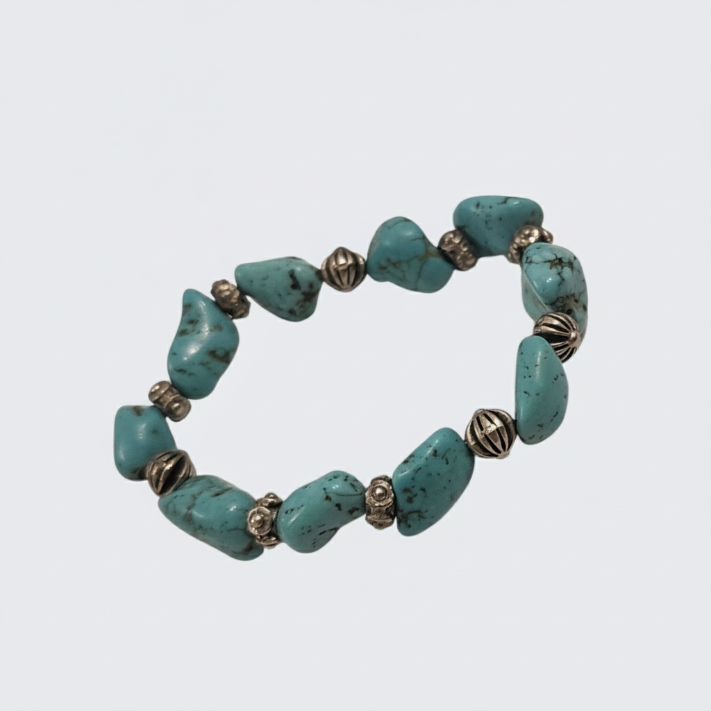 Handmade Natural Turquoise Tumbled Beads Bracelet