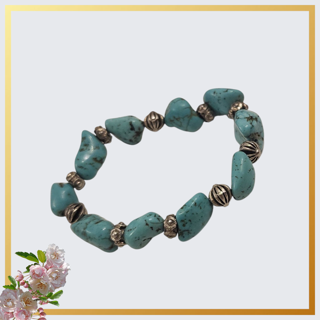 Handmade Natural Turquoise Tumbled Beads Bracelet