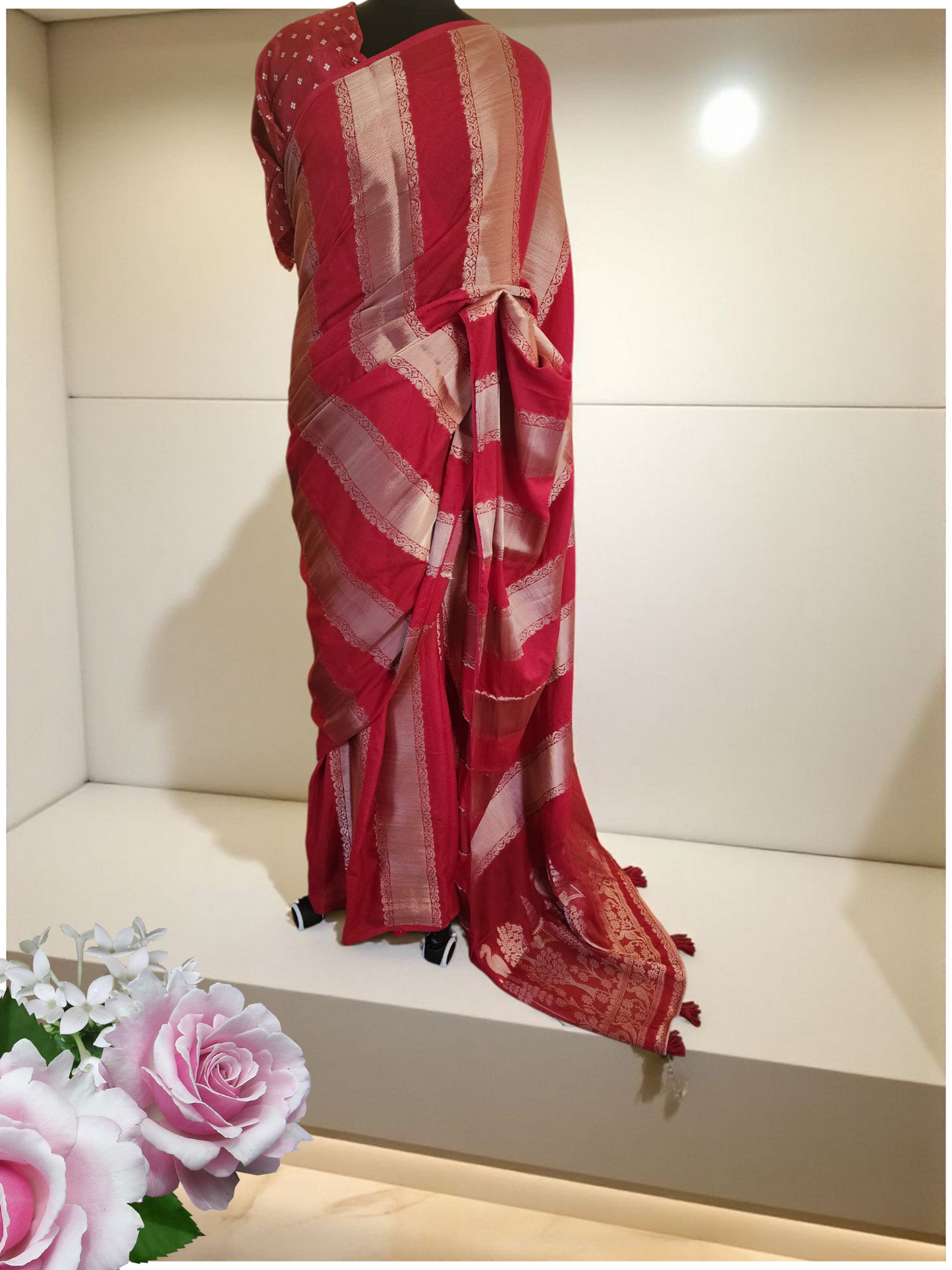 Handloom Inspired Semi Banarasi Saree