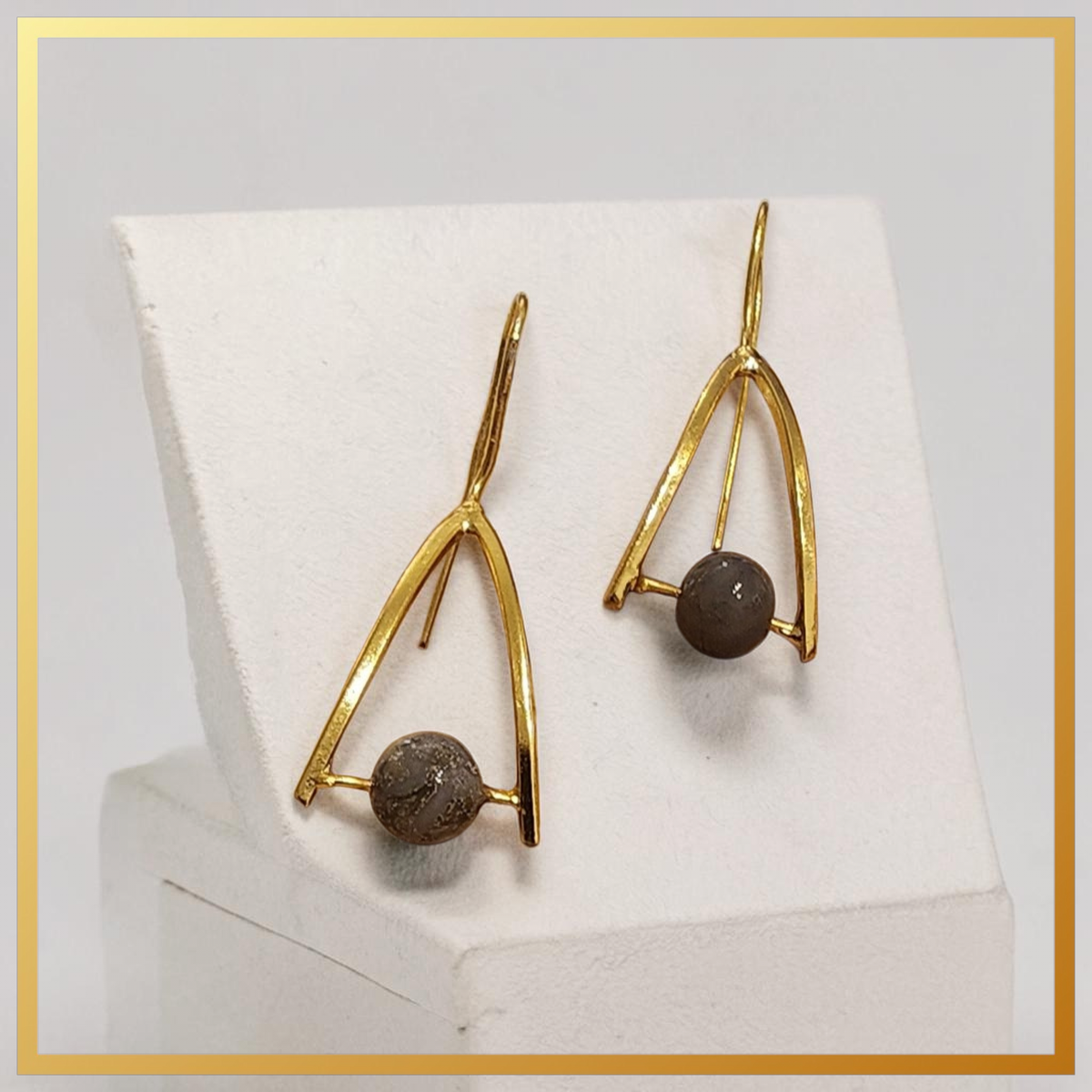 Grey Aventurine Stone Earrings