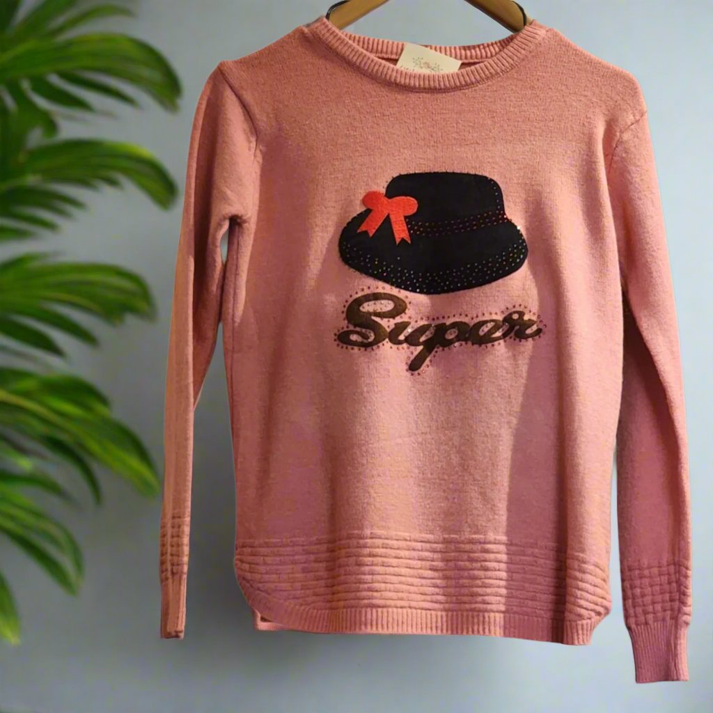 Stylish Winter Knit Top - Pink (Free Size - Upto XL)